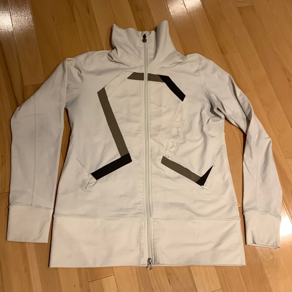 Lululemon Off White/Brown/Black Stride Luon Origami Jacket -Size 8
